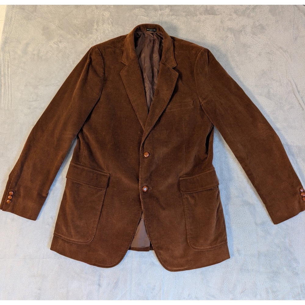 Vintage Woodmere Men's 42L Tobacco Brown Corduroy Sport Coat Blazer 100% Cotton